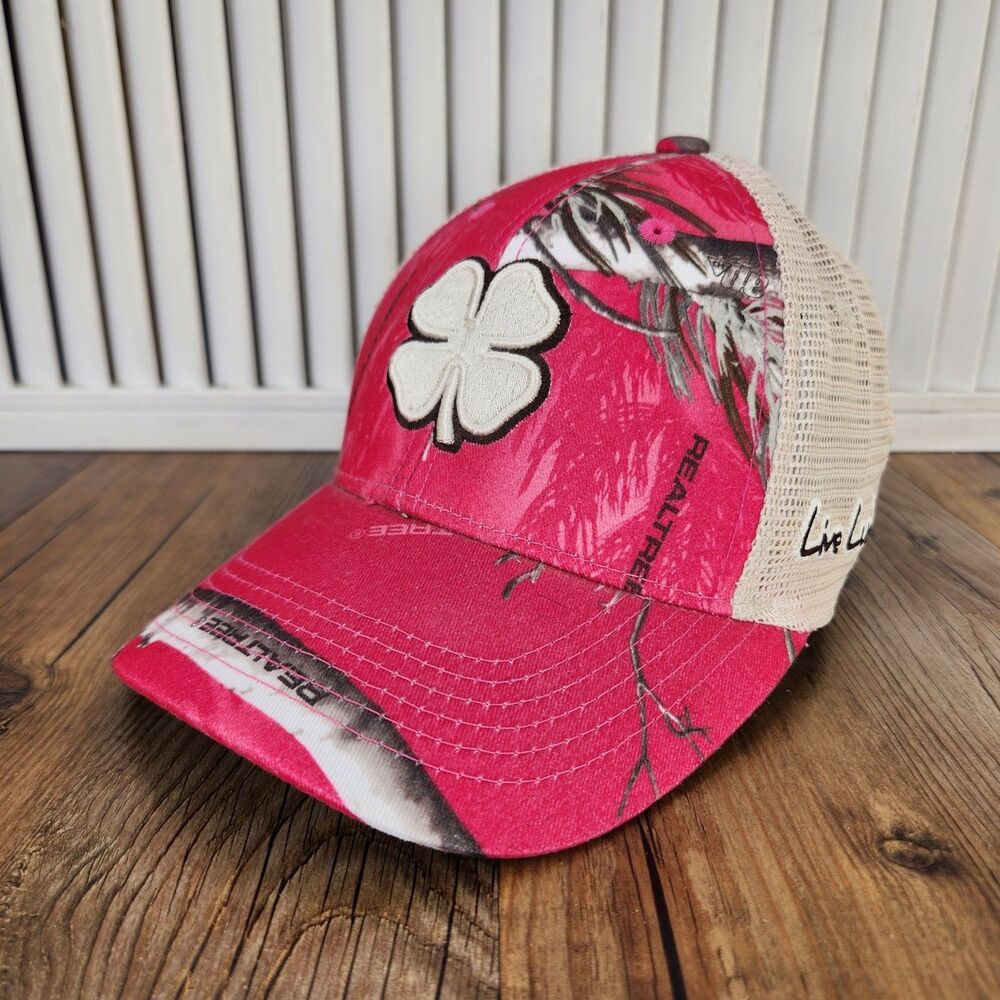 Black Clover Live Lucky Realtree Trucker Hat Pink Woods Snapback Mesh Womens Cap